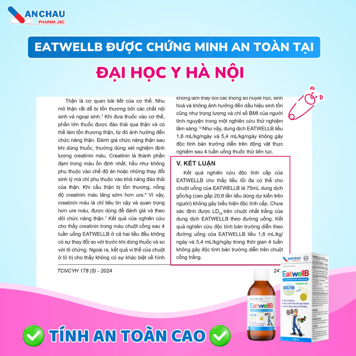 EatwellB đã được nghiên cứu khoa học chứng minh độ an toàn