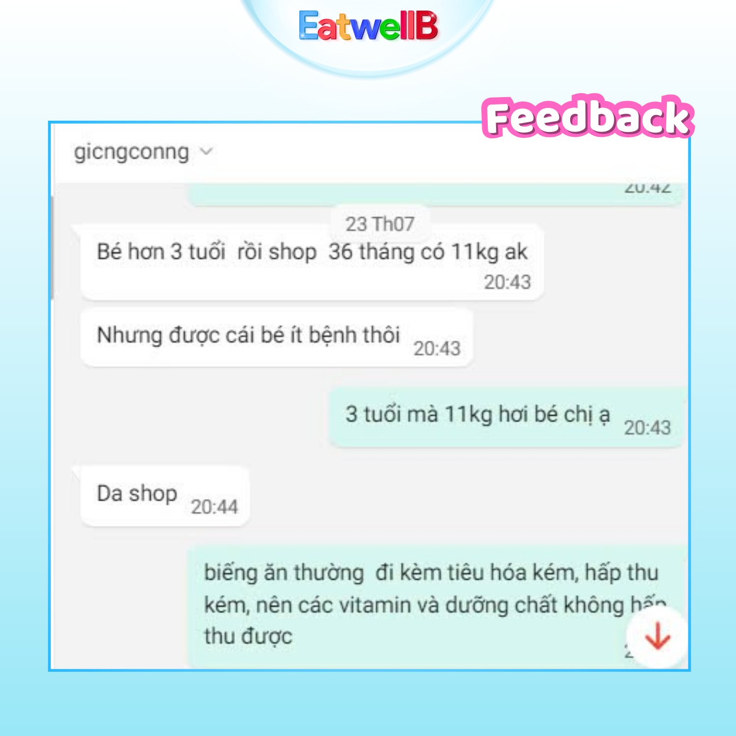 Phản hồi sau khi sử dụng siro ăn ngon cho bé EatwellB