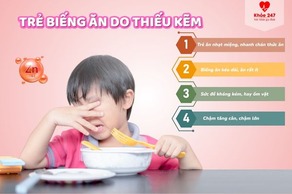 Thiếu kẽm khiến trẻ biếng ăn
